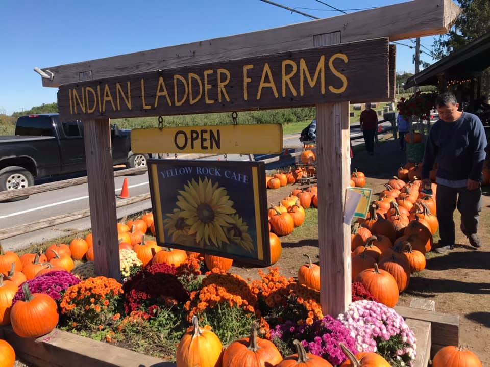 Outside sign of "Indian Ladder Farms"