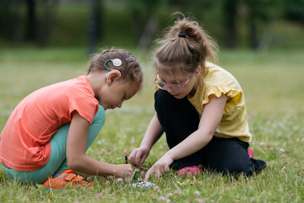 Two girls playing