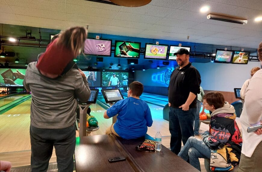 family gathering at bowling