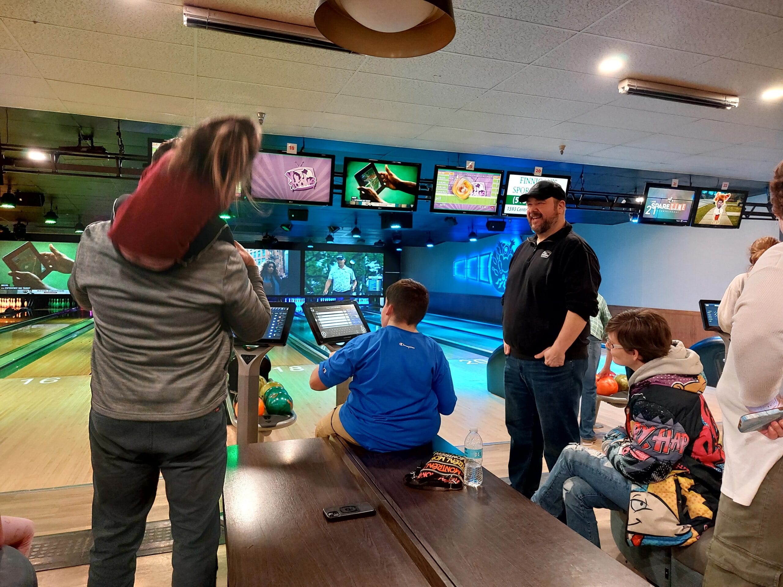 family gathering at bowling