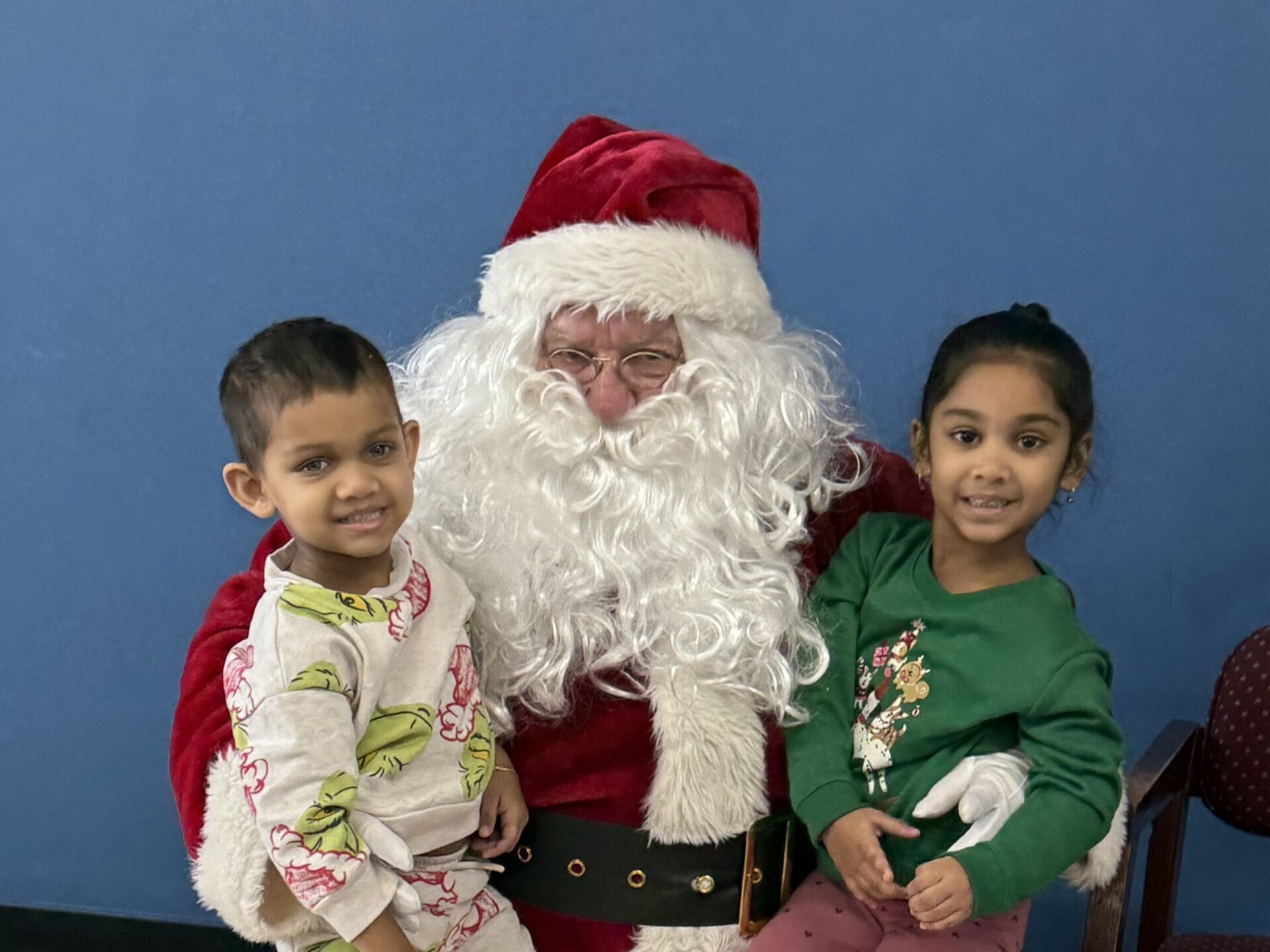 Children posing with Santa