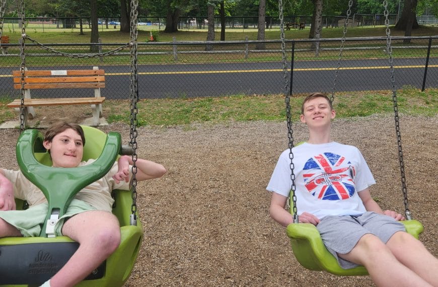 Children on swing