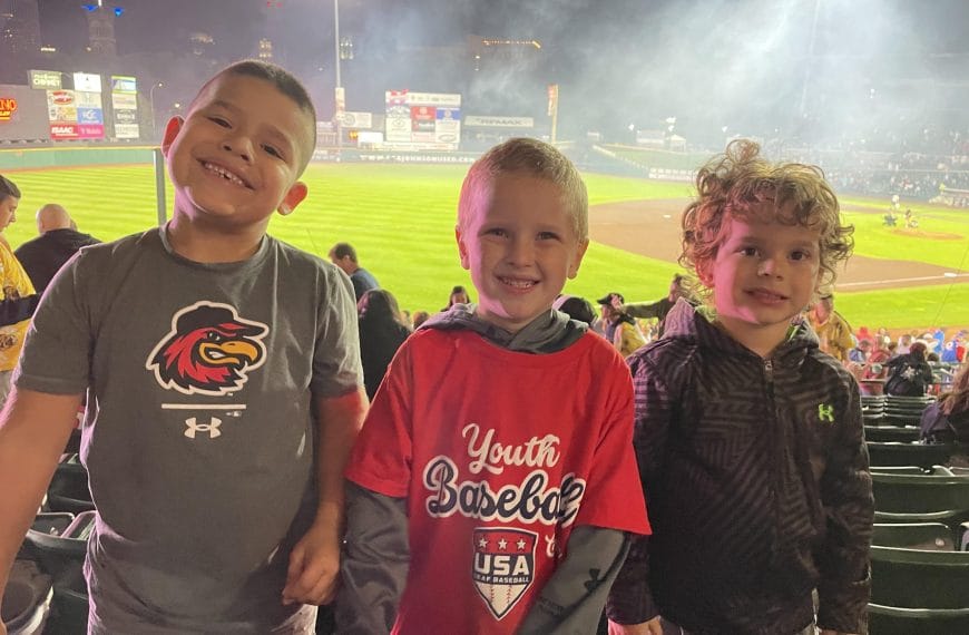 Kids posing for picture.