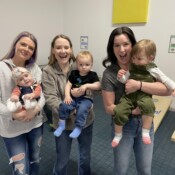 Mothers holding their babies