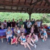 Group of families posing for the picture at the fundraising event.