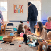 Image of families with children gathering at event